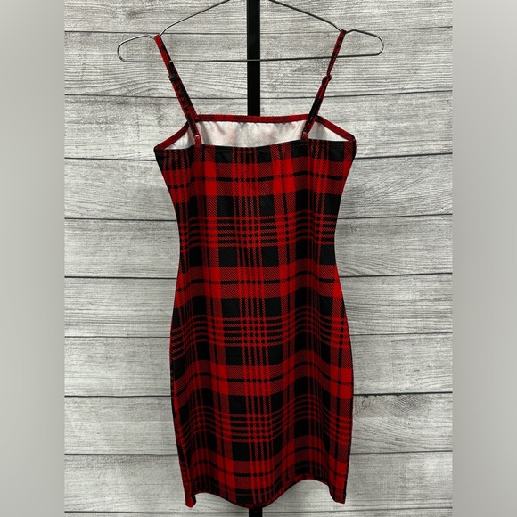 Split Hem Plaid Bodycon Dres - Picture 4 of 6